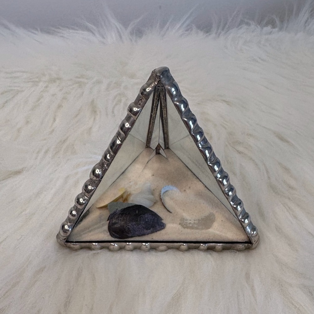 Triangular Glass Terrarium with Sand and Shells